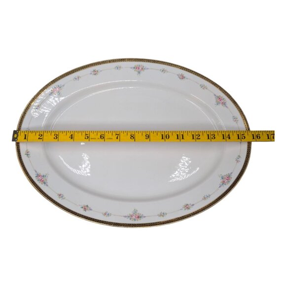 Vtg Noritake M Oval Platter Roses Gold Encrusted Rim N224 Japan 15.5 - Picture 4 of 11